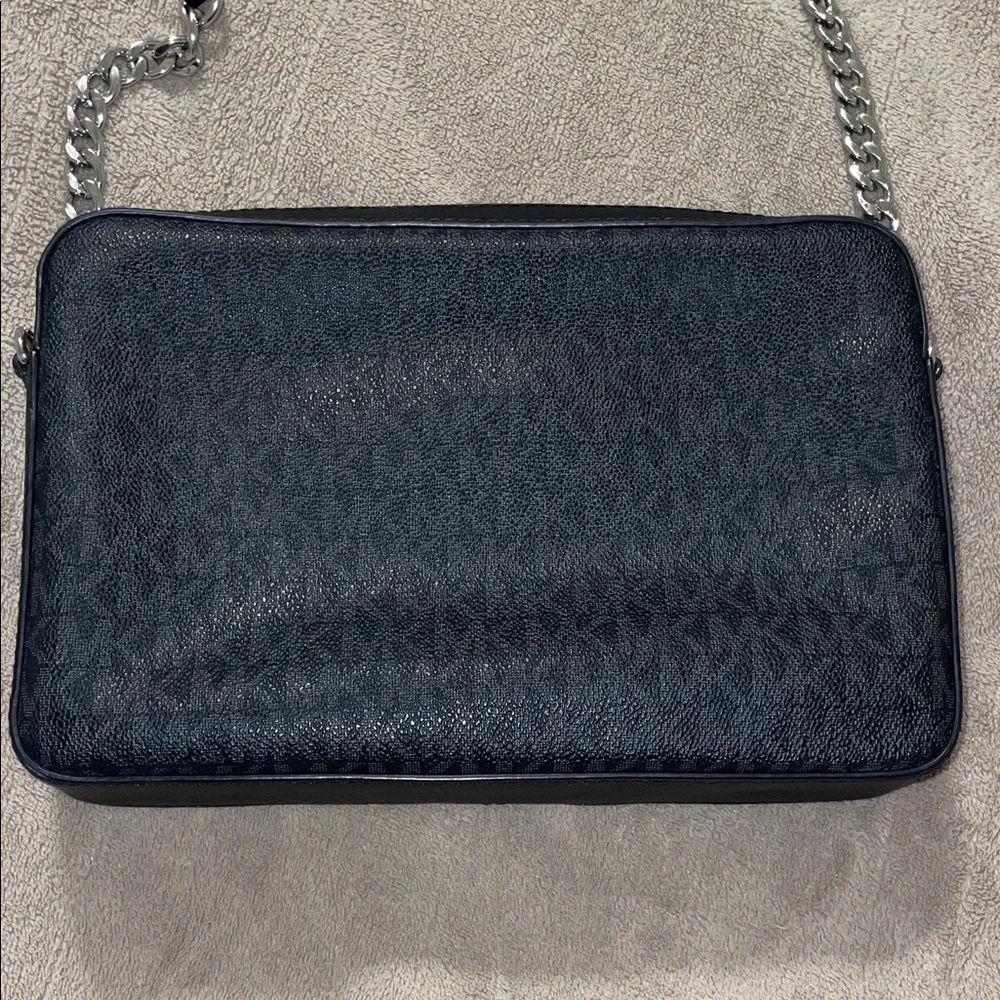 Michael Kors Black Square Pouch Canvas Logo Crossbody Bag Contemporary Classic